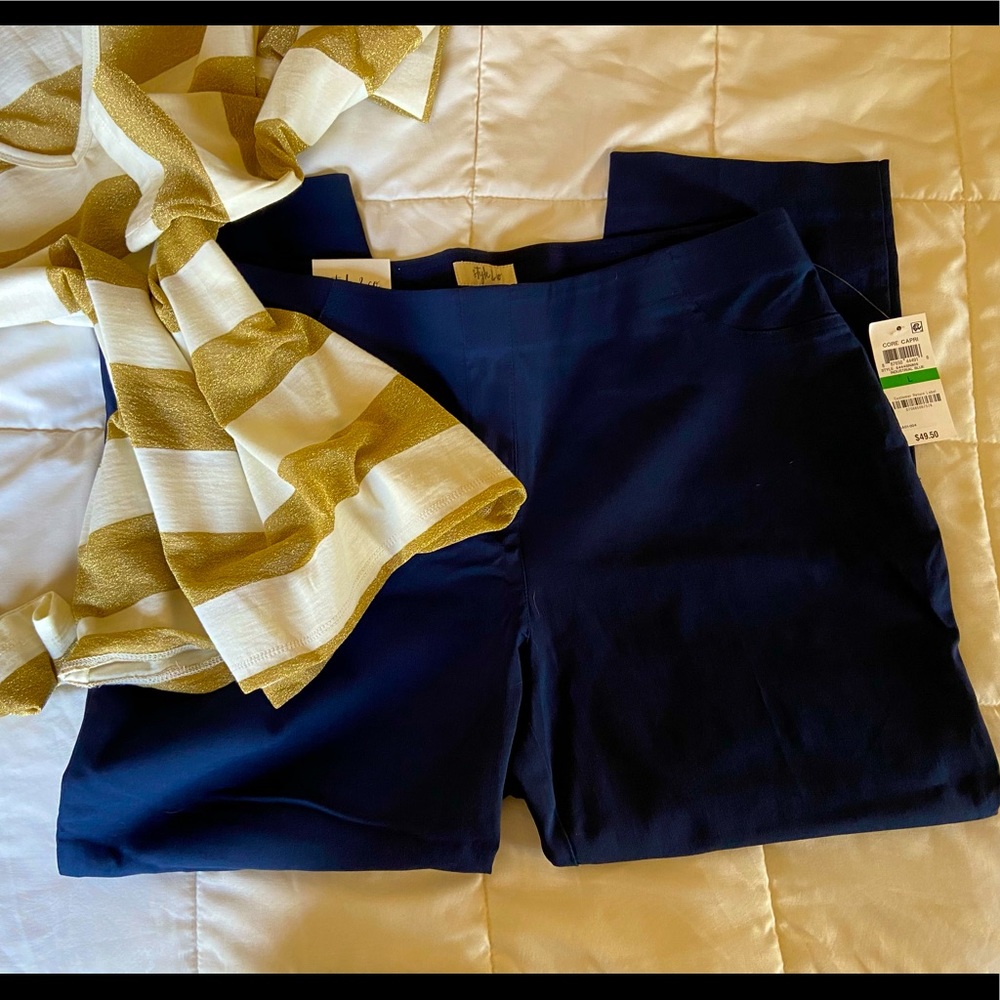 Style & Co Navy stretchy Pull on Capri pant NWT